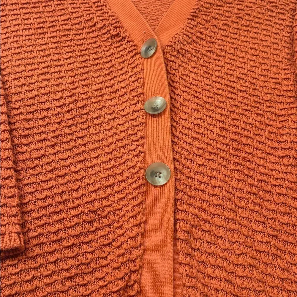 J. Jill Orange Knit Button Up Cardigan Cotton/Wool Size XL - Picture 2 of 6
